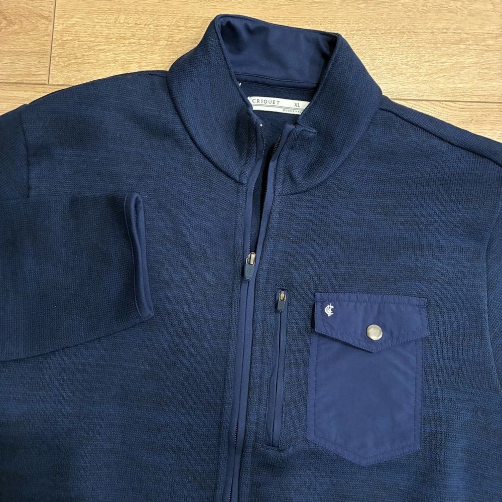Criquet Men’s Sweater Fleece Jacket Full Zip Heathered Knit Pocket Size XL